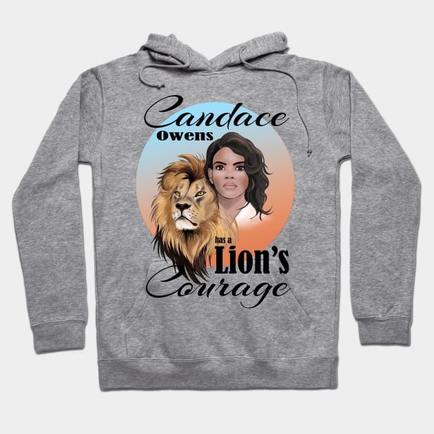 Candace Owens has a Lion's Courage, bluered sun Hoodie by Animalistics
